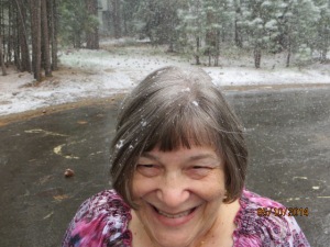 Snowflakes on Betty's head
