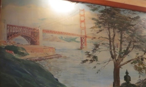 Mural of Golden Gate on the wall