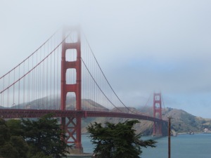 The clouds were low as we passed by the bridge, and it was REALLY windy and cold!