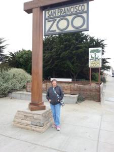 Betty at the San Francisco Zoo gate