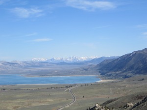 Our first view of the Mono Basin. No water outlet. "Sister Lake" to the Great Salt Lake in Utah