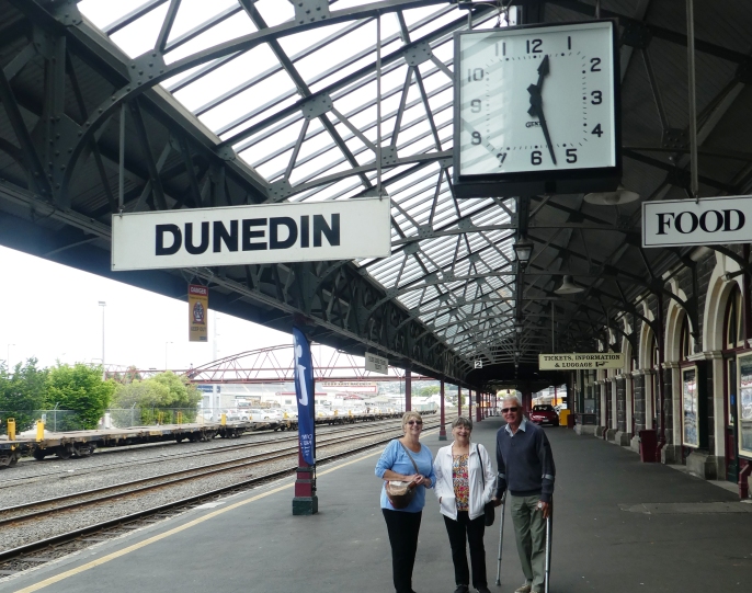 Diane, Betty and Bill at train station